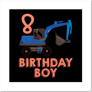 Kids th eighth  eight year happy birthday construction Posters and Art